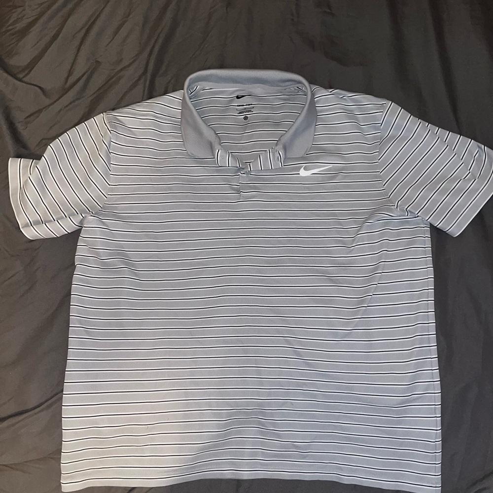Gray Striped Nike Golf Polo Size Large